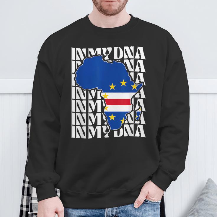 Cabo Verde Is In My Dna Love Cape Verde Flag In Africa Map Sweatshirt Gifts for Old Men