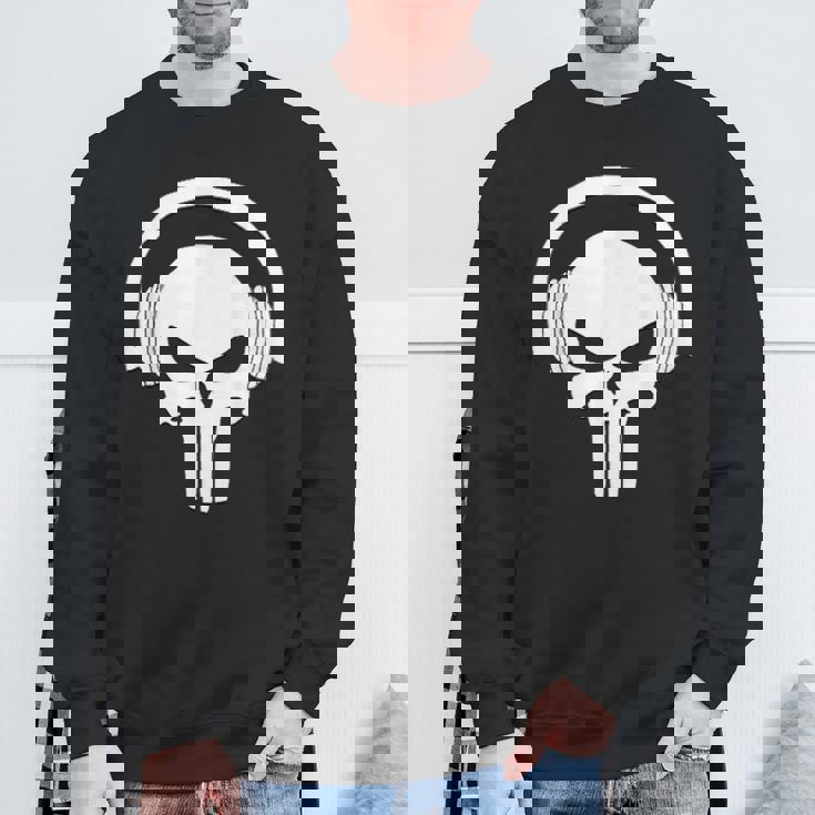 Calavera Dj Con Cascos Dj Skull Headphones Camisa de entrenamiento Regalos para ancianos