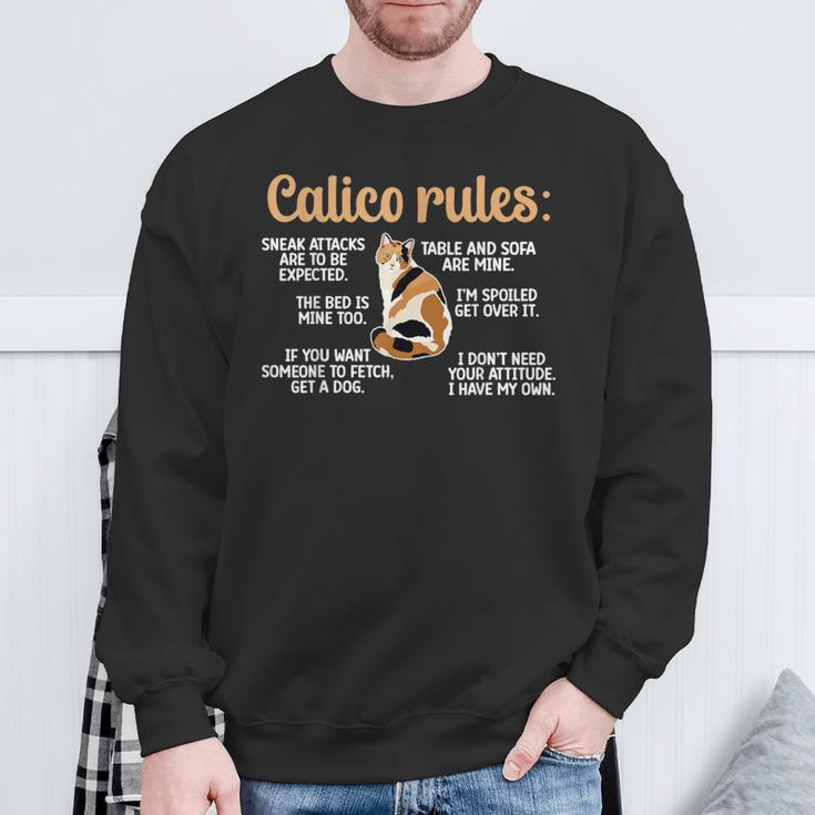 Calico Cat Rules Calico Cat Lover Calico Cat Owner Sweatshirt Gifts for Old Men