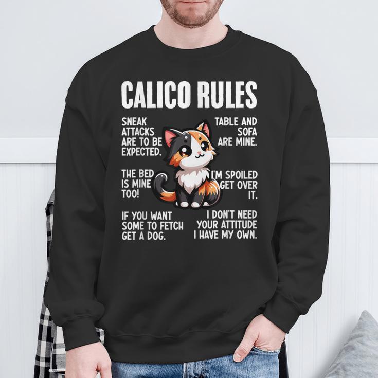 Calico Rules Feline Animal Pet Kawaii Calico Cat Sweatshirt Gifts for Old Men