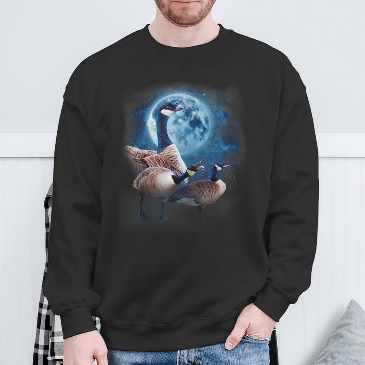 Canadian Goose Howling At The Moon Silly Goose Sweatshirt Gifts for Old Men