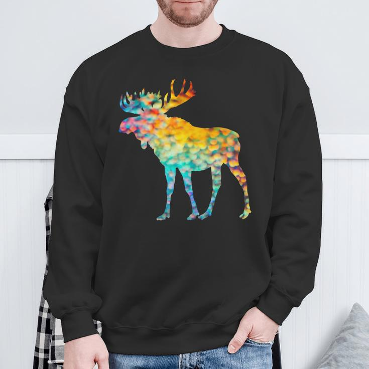Candian Moose Abstrast Colorful Bright Group Sweatshirt Gifts for Old Men