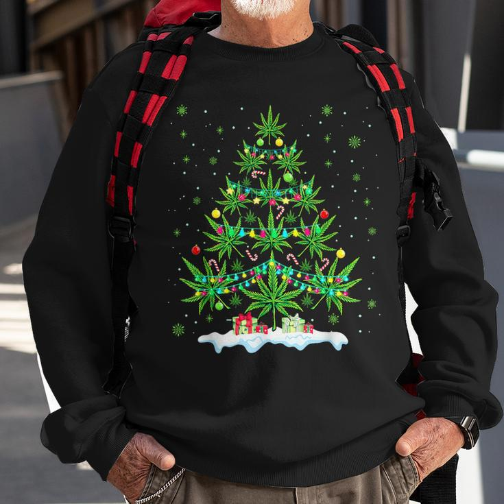 Cannabis Christmas Tree Xmas Smoking Weed Marijuana Sweatshirt Gifts for Old Men