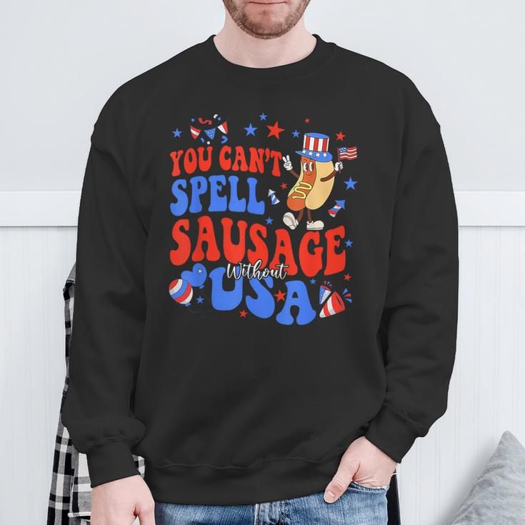 You Cant Spell Sausage Without Usa 4Th Of July Hotdog Sweatshirt Gifts for Old Men