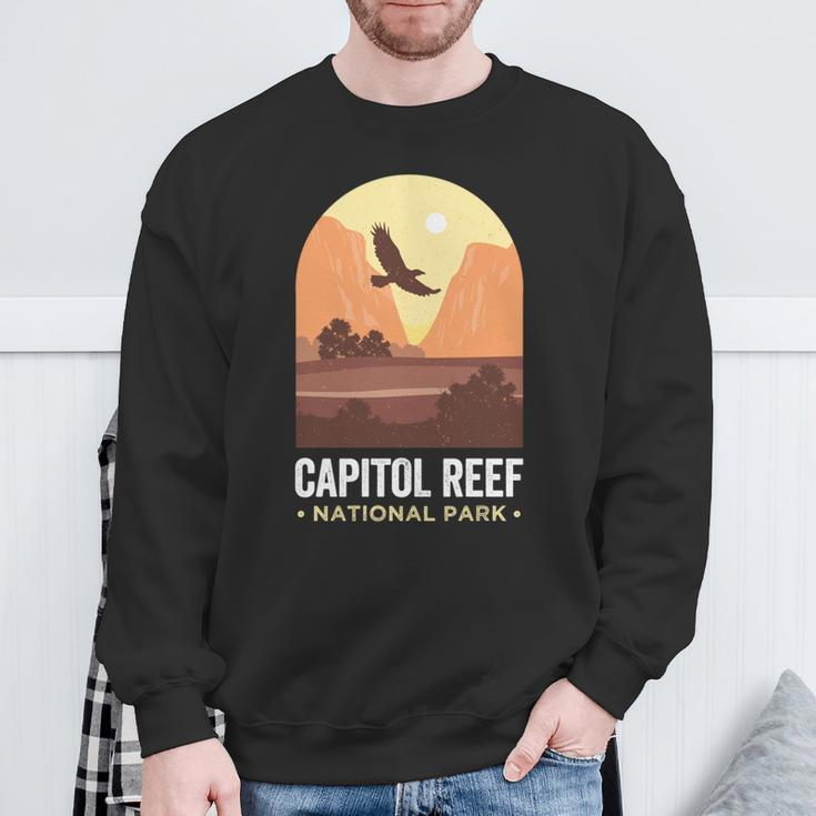 Capitol Reef National Park Utah Falcon Eagle Vintage Reef Sweatshirt Gifts for Old Men