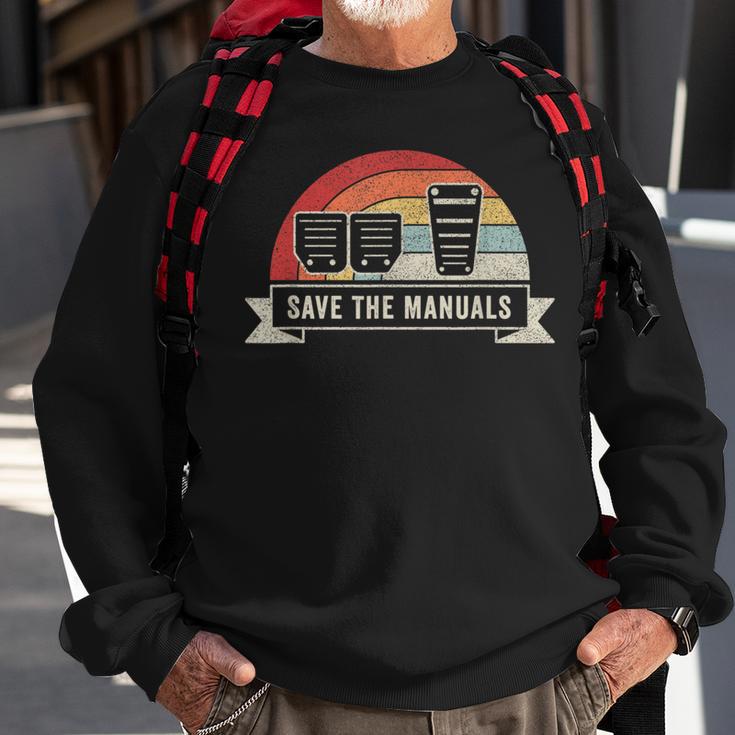 Car Lover Vintage Retro Save The Manuals Stick Shift Sweatshirt Gifts for Old Men