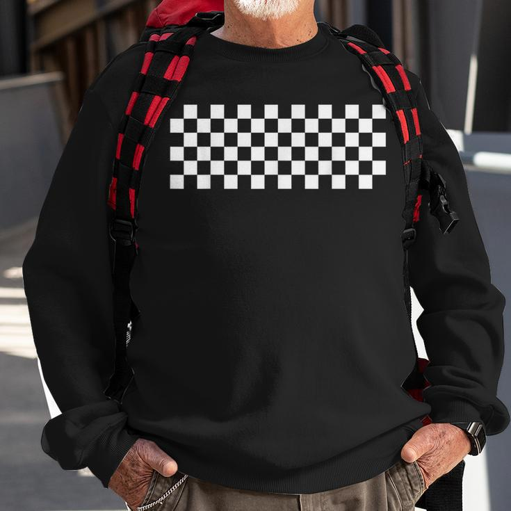 Car Racing Checkered Finish Line Flag Automobile Motor Race Sweatshirt Gifts for Old Men