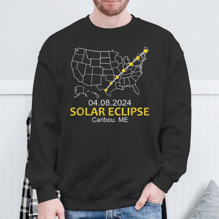Caribou Maine Total Solar Eclipse 2024 Sweatshirt Gifts for Old Men