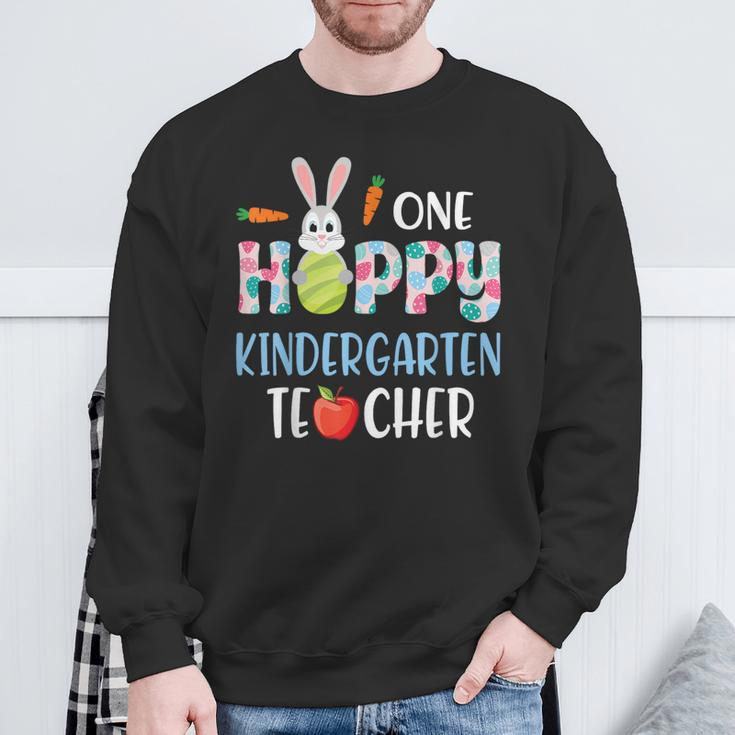 Carrot Bunny Happy Easter Day One Hoppy Kindergarten Teacher Sweatshirt Gifts for Old Men