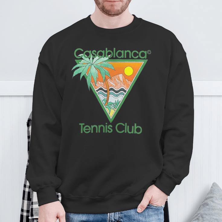 Casablanca Tennis Club Sweatshirt - Tropisches Palmen & Sonnenuntergang Design Geschenke für alte Männer