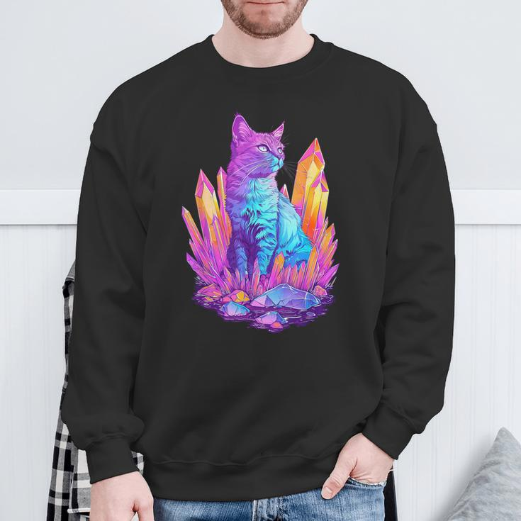 Cat With Crystals Sweatshirt Gifts for Old Men