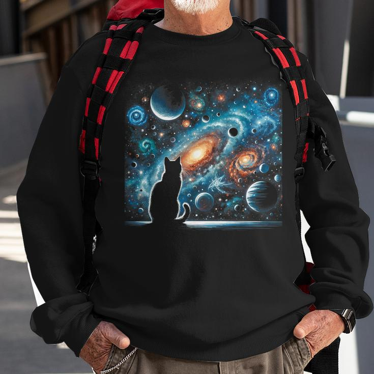Cat Galaxy Cat Lover For Cat Dad Cat Mom Kid Sweatshirt Gifts for Old Men