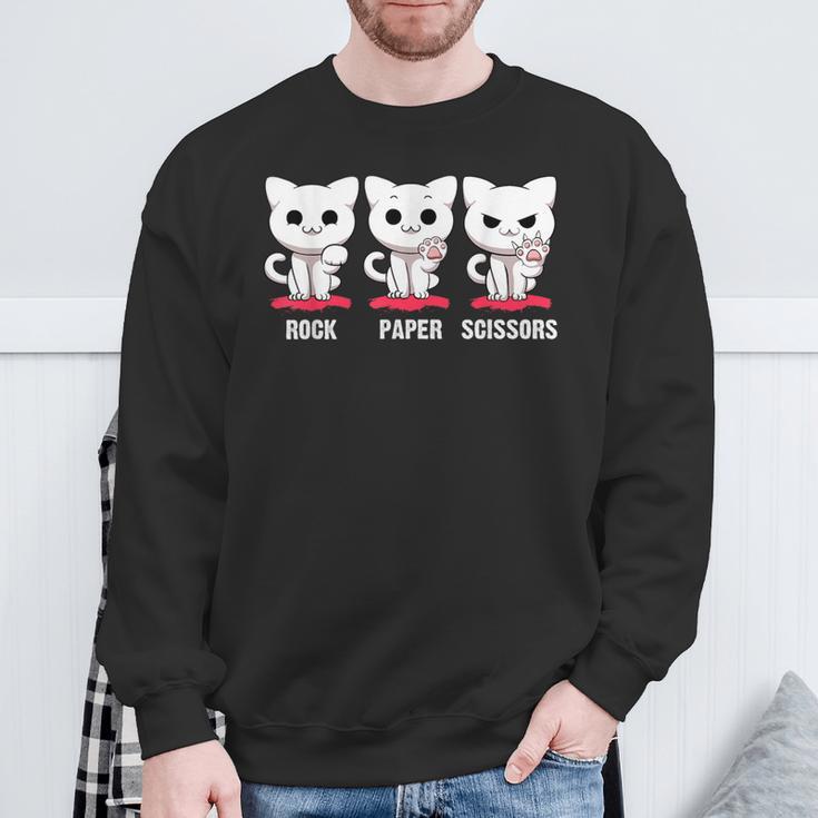 Cat Rock Paper Scissors Cute Cat Paws Cat Kitty Lover Sweatshirt Gifts for Old Men