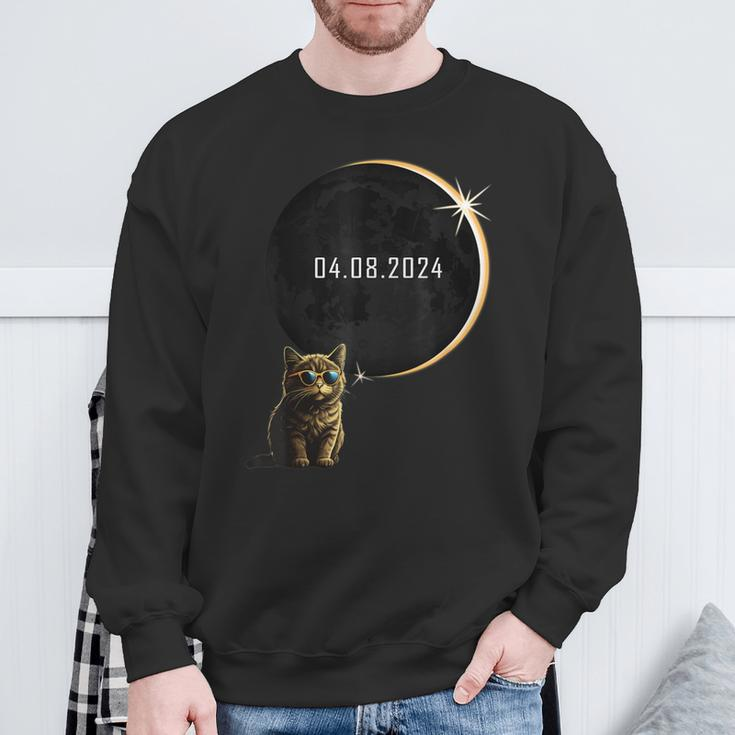 Cat Total Solar Eclipse 2024 Totality Cat Glasses Sweatshirt Gifts for Old Men