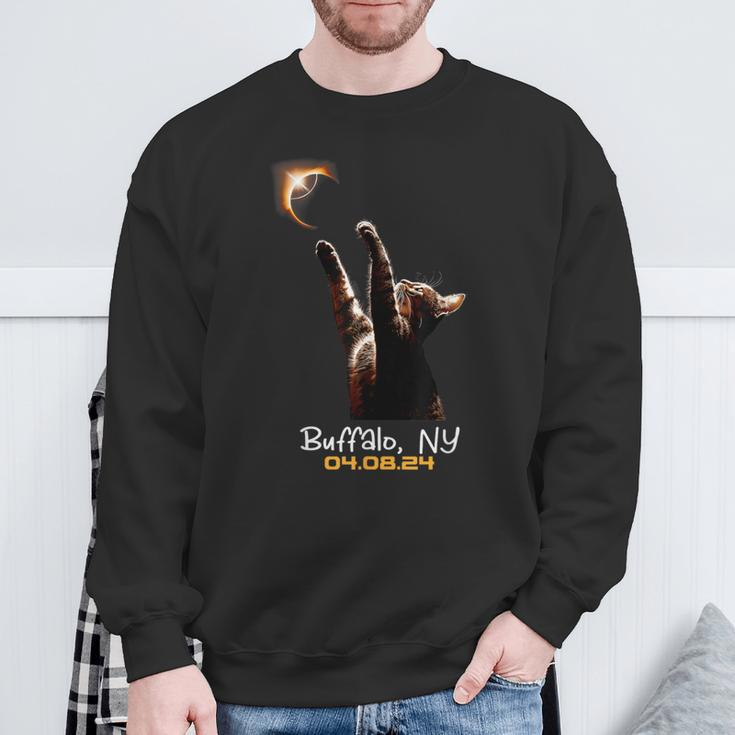 Cat Total Solar Eclipse Buffalo New York Sweatshirt Gifts for Old Men