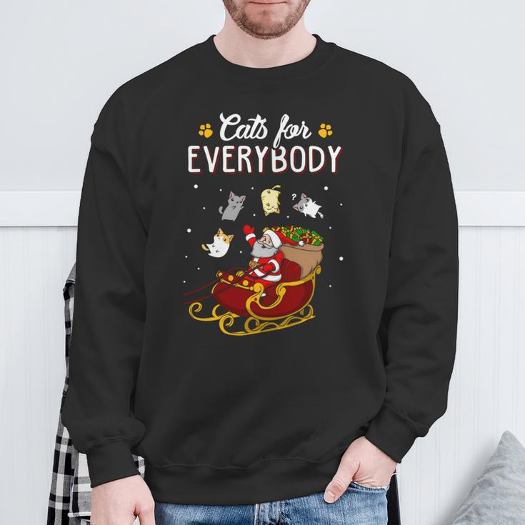 Cats For Everybody Cat Christmas Ugly Christmas Sweatshirt Gifts for Old Men