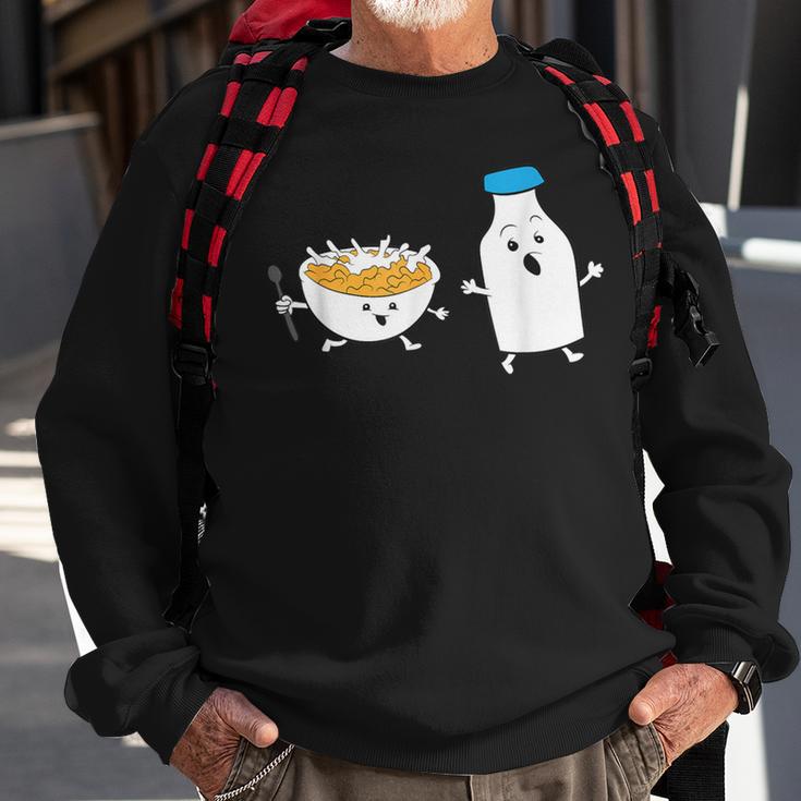 Cereal Chasing Milk Cornflakes Breakfast Cereal Sweatshirt Gifts for Old Men