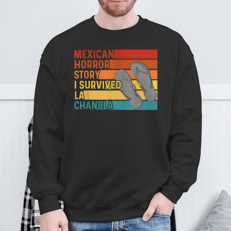 Chancla Survivor Spanish Joke Mexican Meme Saying Sweatshirt Gifts for Old Men
