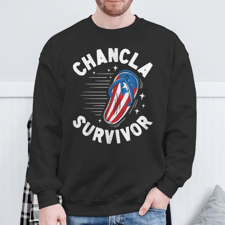 Chancla Survivor Puerto Rican Puerto Rico Spanish Joke Sweatshirt Gifts for Old Men