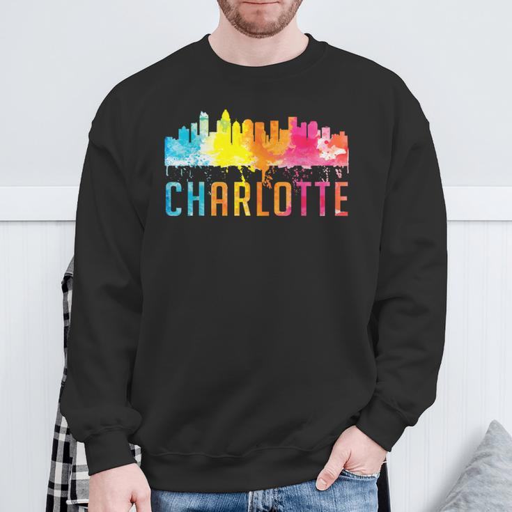 Charlotte North Carolina Watercolor Skyline Souvenir Sweatshirt Gifts for Old Men