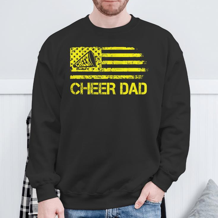 Cheer Dad Cheerleading Usa Flag Fathers Day Cheerleader Sweatshirt Gifts for Old Men