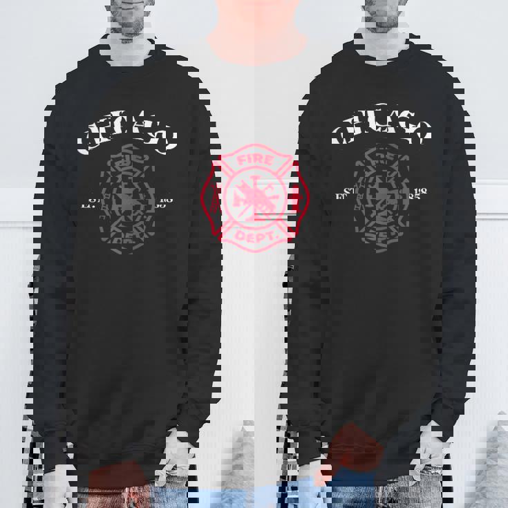 Chicago Illinois Fire Rescue Department Firefighter Fireman Sweatshirt Gifts for Old Men