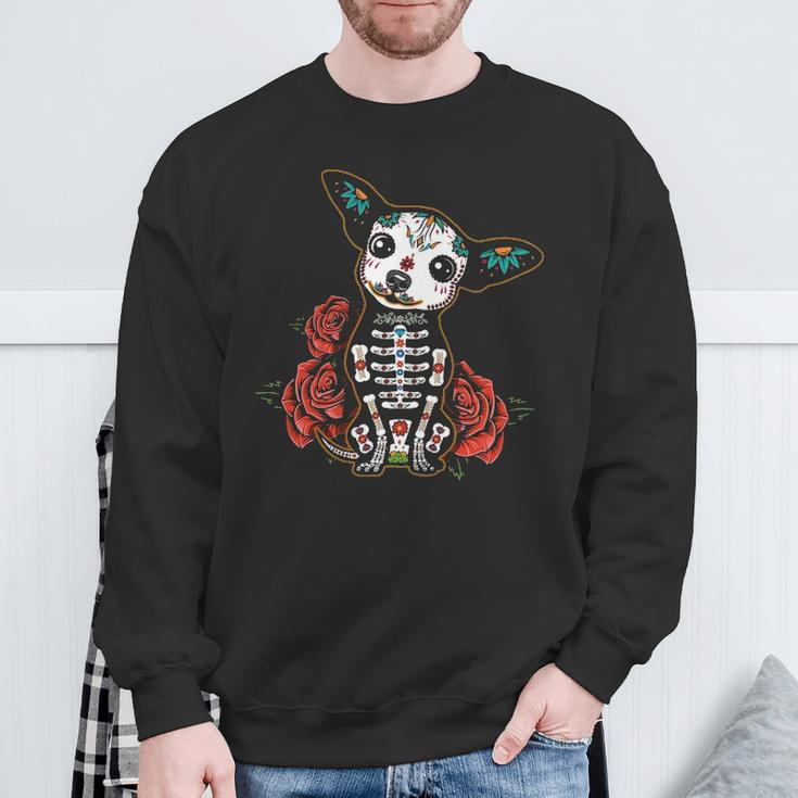 Chihuahua Dia De Los Muertos Day Of The Dead Dog Sugar Skull Sweatshirt Gifts for Old Men