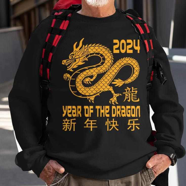 Chinese New Year Clothing Red Dragon Year Of The Dragon 2024 Sweatshirt Gifts for Old Men