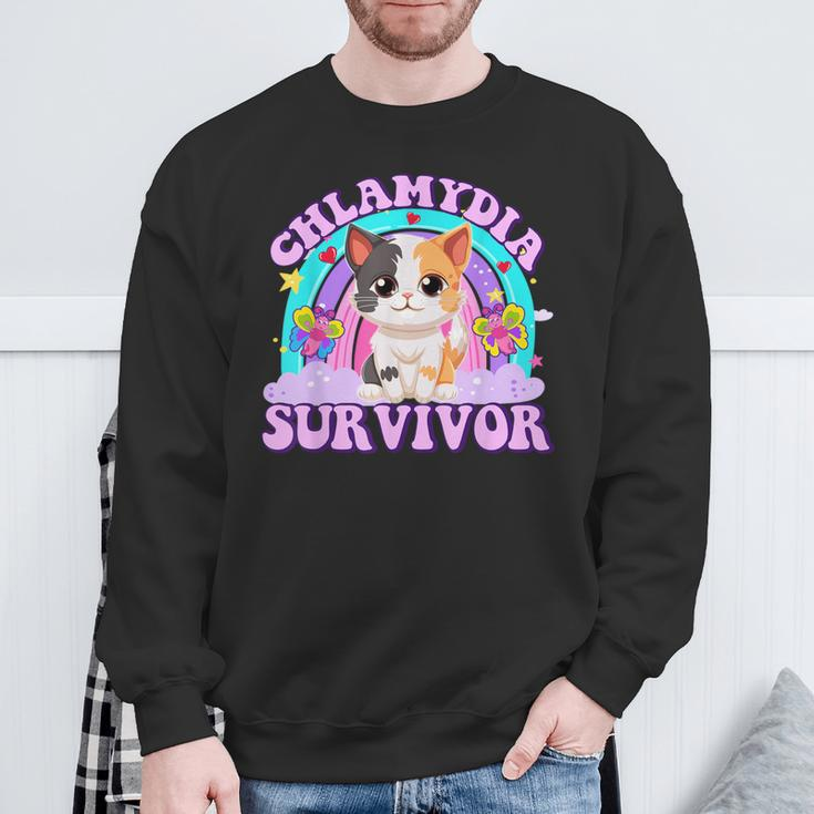 Chlamydia Survivor Cat Meme For Adult Humor Sweatshirt Gifts for Old Men