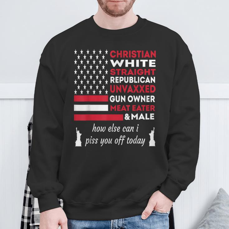 Christian White Straight Independence Day Memorial Day Pride Sweatshirt Gifts for Old Men