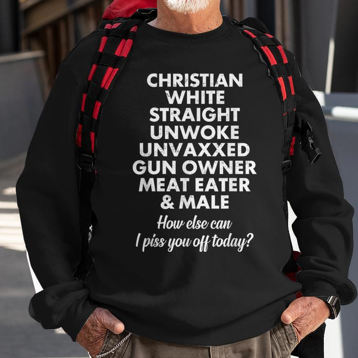 Christian White Straight Unwoke Unvaxxed Sweatshirt Gifts for Old Men