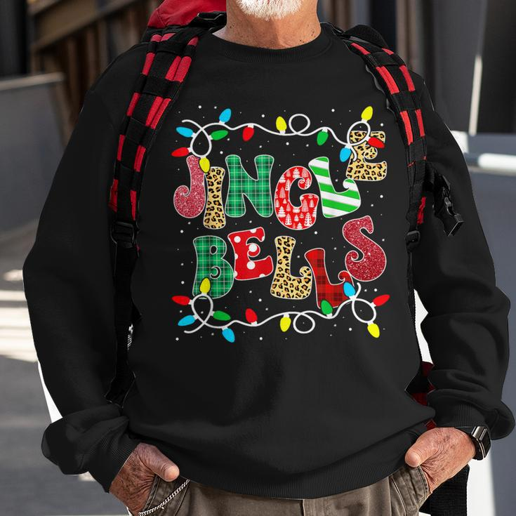 Christmas Red Plaid Jingle Bells Christmas Family Pajama Sweatshirt Gifts for Old Men