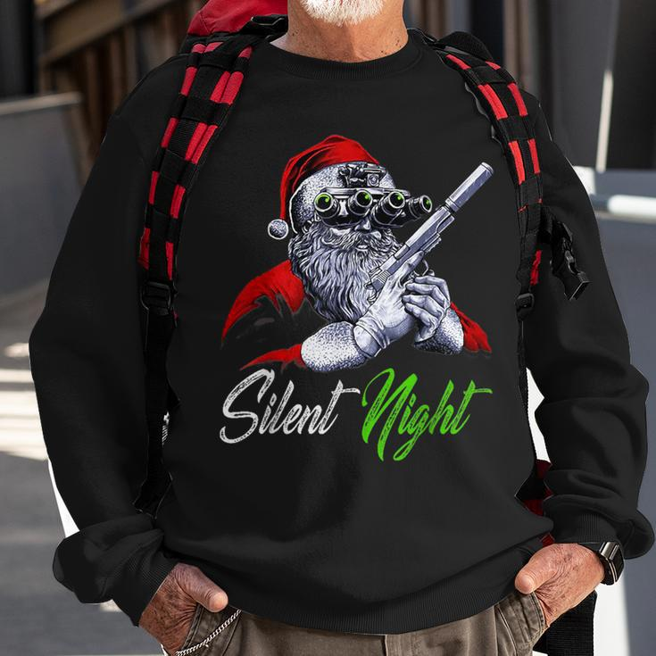 Christmas Santa Claus Guns Silent Night Santa Xmas Matching Sweatshirt Gifts for Old Men