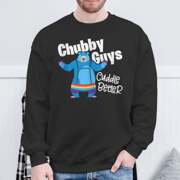 Chubby Guys Cuddle Better Lgbtq Gay Pride Bear Sweatshirt Gifts for Old Men