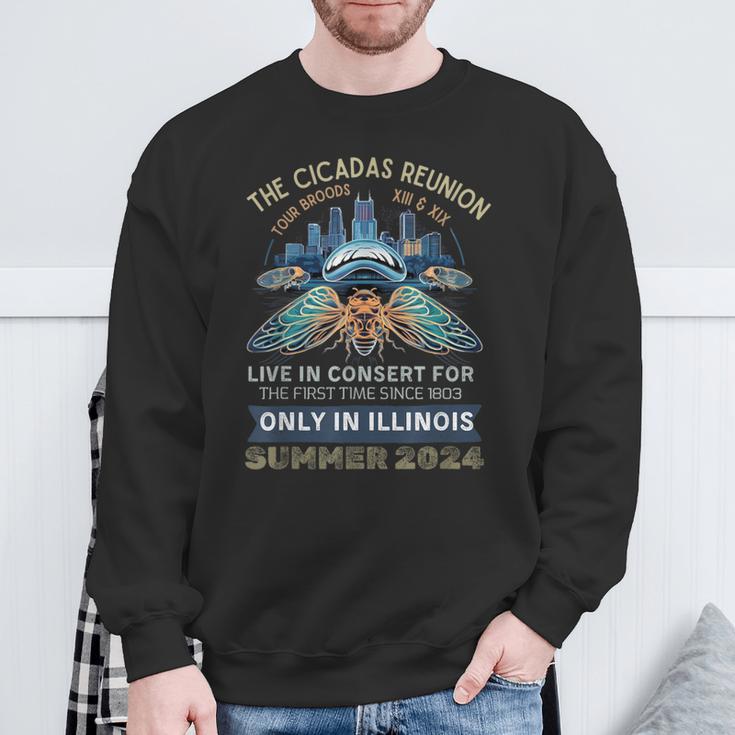 Cicada Concert Tour 2024 Illinois Cicada Broods Sweatshirt Gifts for Old Men