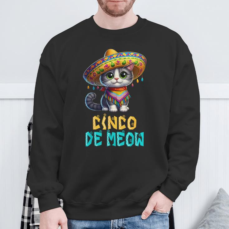 Cinco De Meow With Smiling Cat Lover Sweatshirt Gifts for Old Men