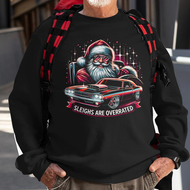 Classic Muscle Car Santa Hotrod V8 Enthusiast Christmas Sweatshirt Gifts for Old Men