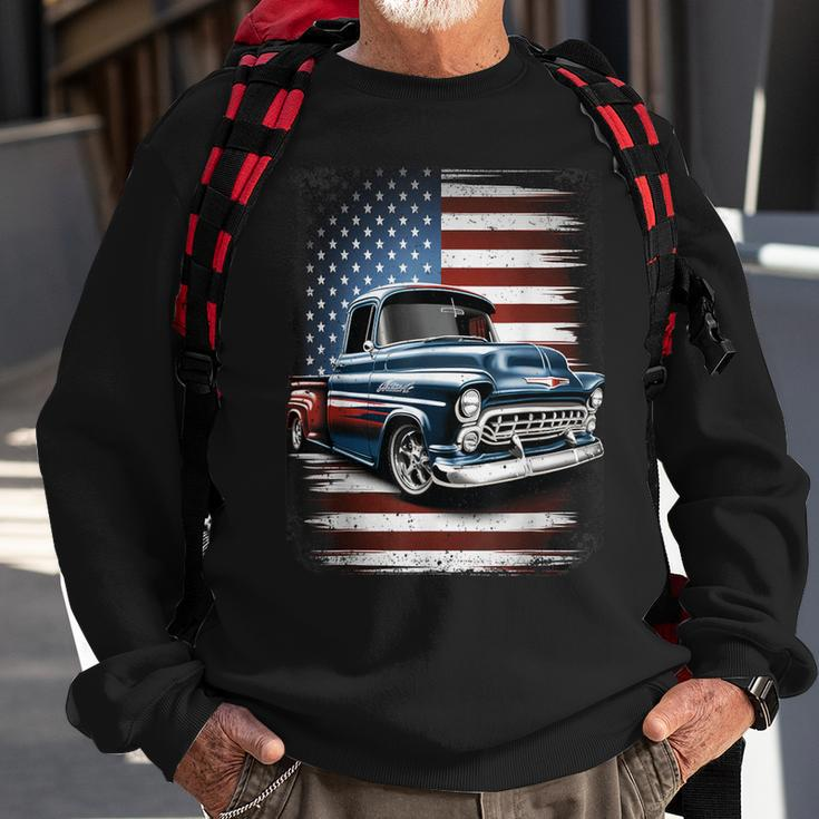 Classic Old Pickup Truck American Flag 4Th Of July Patriotic Sweatshirt Gifts for Old Men