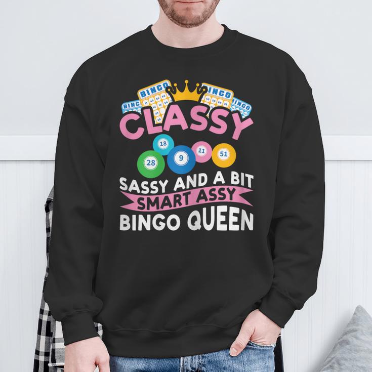 Classy Sassy And A Bit Smart Assy Bingo Queen Bingo Player Sweatshirt Gifts for Old Men