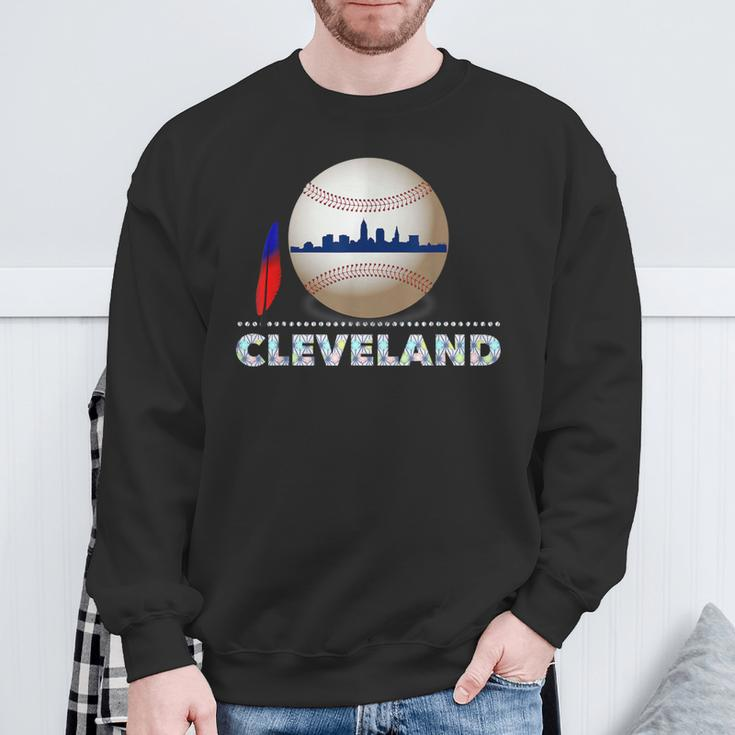 Cleveland Hometown Indian Tribe Ball With Skyline Sweatshirt Gifts for Old Men