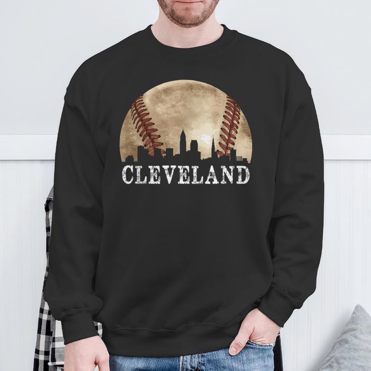 Cleveland Skyline City Vintage Baseball Lover Sweatshirt Gifts for Old Men