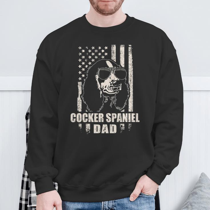 Cocker Spaniel Dad Cool Vintage Retro Proud American Sweatshirt Gifts for Old Men
