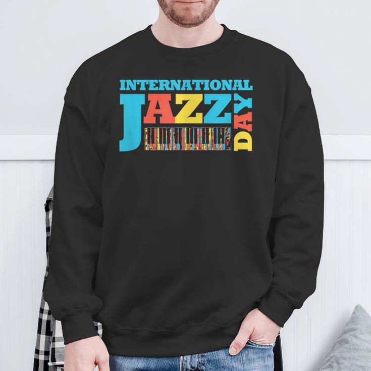 Colorful International Jazz Day Featuring Piano Keys Sweatshirt Gifts for Old Men