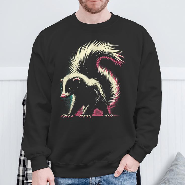 Colorful Skunk Vintage Smelly Skunk Squad Street Cat Lover Sweatshirt Gifts for Old Men