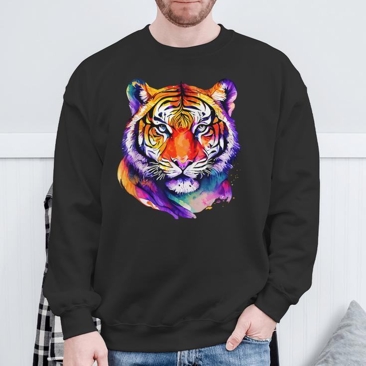 Colorful Tiger Face Neture Wild Animal Pet Lovers Men's Sweatshirt Gifts for Old Men