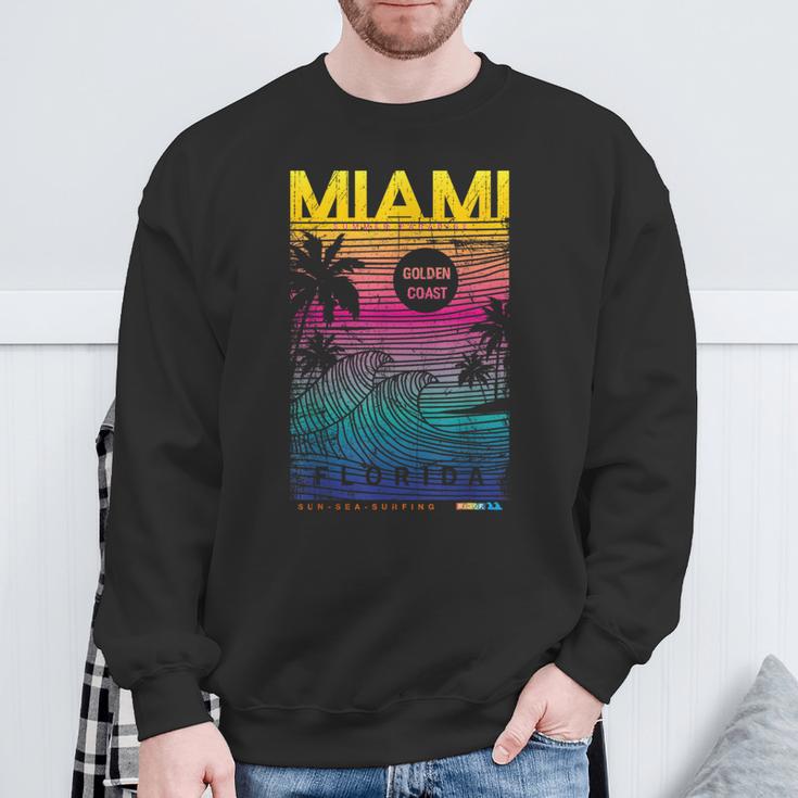 Cool Miami Beach Outfit Colorful Miami Graphic Sweatshirt Gifts for Old Men