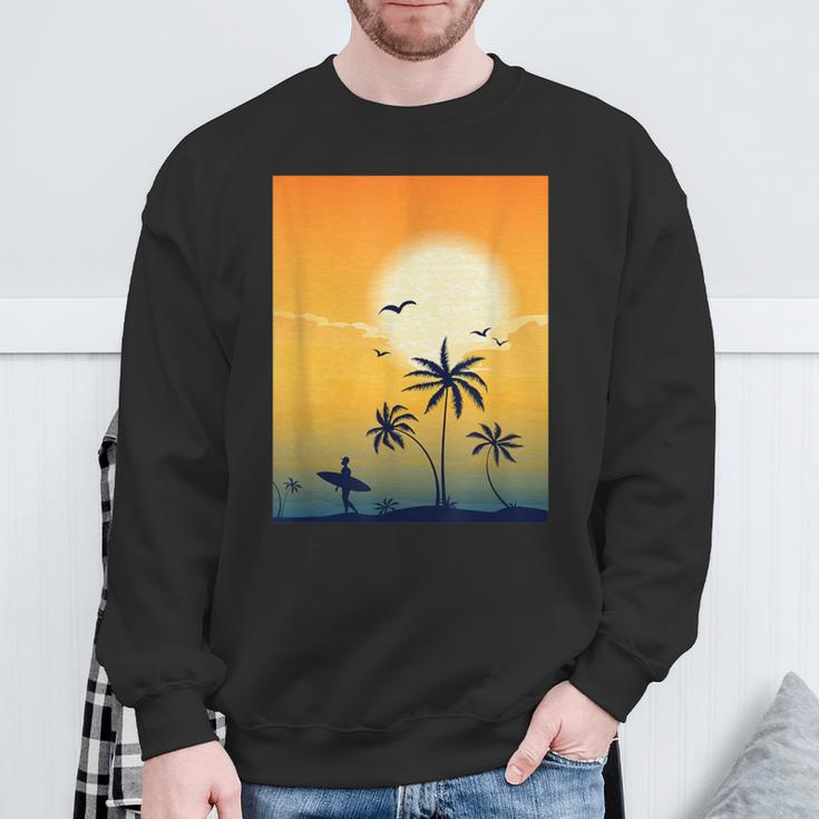 Cool Ocean Scene Beach Surf Sweatshirt Gifts for Old Men