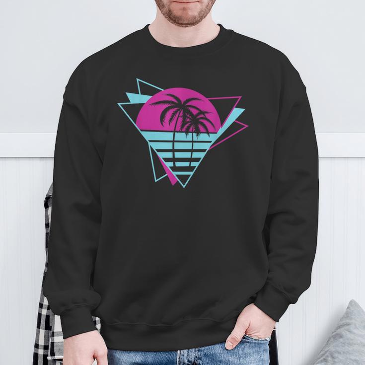 Cooler Synthie 80Er Synthwave Sonnenuntergang Retro- Sweatshirt Geschenke für alte Männer