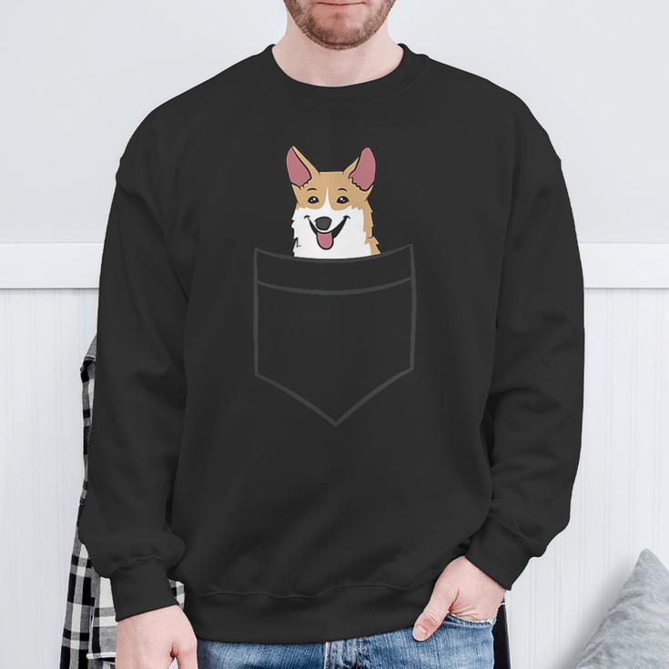 Corgi Dog In Bag Cute Dog Pockets Corgi Sweatshirt Geschenke für alte Männer
