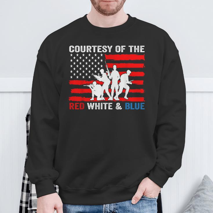 Courtesy Of The Red White And Blue Patriotic Us Flag Sweatshirt Gifts for Old Men